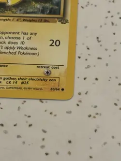 Pokemon Pikachu 60/64 Jungle 1st Edition Regular Common Basic 50 HP English Sug… - Image 3