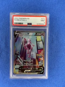 2022 POKEMON TCG POKEMON GO MEWTWO V 072/078 FULL ART RARE PSA 9 - Image 1