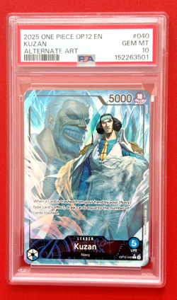 2025 KUZAN One Piece OP12-040 Leader Alt Art Legacy of the Master PSA 10 GEM MT - Image 1