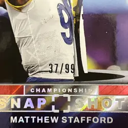 2025 Panini Photogenic - Championship Snapshots Matthew Stafford #3 Red /99 - Image 2