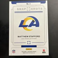 2025 Panini Photogenic - Championship Snapshots Matthew Stafford #3 Red /99 - Image 3