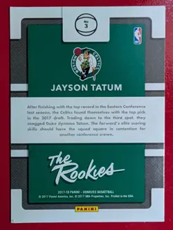 2017-18 PANINI DONRUSS JAYSON TATUM THE ROOKIES GREEN FLOOD #3 SSP POP 1 - Image 2
