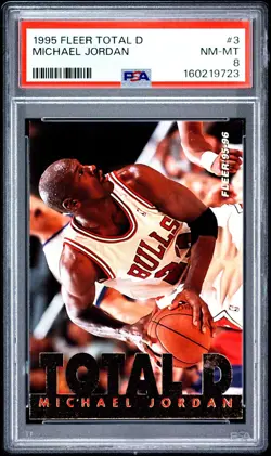 MICHAEL JORDAN 1995-96 FLEER TOTAL D INSERT CARD#3 PSA8!BULLS G GOAT HOF - Image 1