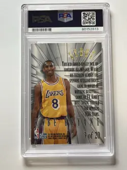 1996-97 Skybox Z-Force Kobe Bryant Zebut Rookie RC #3 SSP PSA 7 Lakers NM - Image 2
