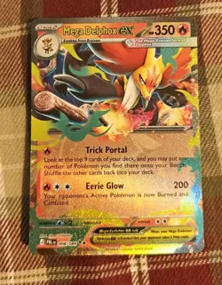 Pokemon TCG Mega Delphox ex 008/084 Me05: Pitch Black Holo Mint Card - Image 1