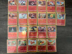 42 FIRE REVERSE HOLO Pokemon Card Lot - FIRE Type Only- NM - SLEEVED - SWSH - Image 1