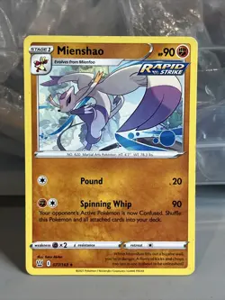 Mienshao 077/163 Rare Non Holo Battle Styles Pokemon TCG Card NM rapid strike - Image 1