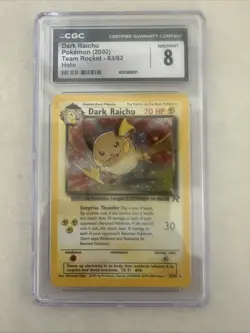 Dark Raichu Holo 83/82 Team Rocket Secret Rare Pokemon Card - CGC 8 - Image 1
