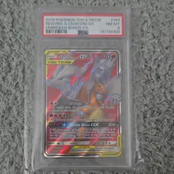 Pokemon Reshiram & Charizard GX Full Art Ultra Rare 194/214 Unbroken Bonds PSA 8 - Image 1