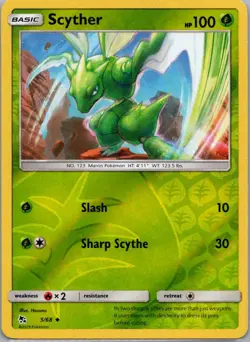 Pokemon TCG Scyther 5/68 Hidden Fates Rev Holo NM - Image 1