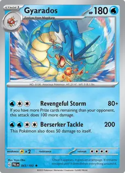 Gyarados 043/193 Reverse Holo Rare Pokemon SV02: Paldea Evolved NM - Image 1