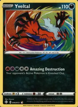 Yveltal 046/072 Amazing Rare Shining Fates Pokemon Holo Near Mint - Image 1