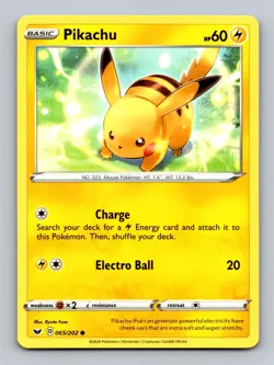 Pikachu 065/202 Common Sword & Shield Pokemon Near Mint - Image 1