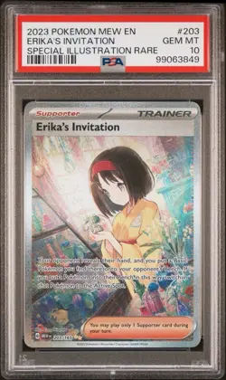 2023 POKEMON MEW EN-151 SPECIAL ILLUSTRATION RARE #203 ERIKA'S INVITATION PSA 10 - Image 1