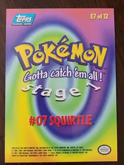 LP‼HOLO FOIL 1999 Topps Pokemon Movie Edition #E7 of 12 Squirtle Stage 1 BLUE - Image 4