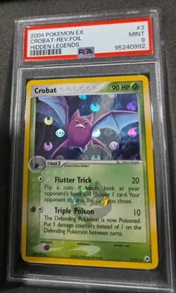 POKEMON CARD CROBAT REVERSE HOLO 3 EX HIDDEN LEGENDS #3 GRADED PSA 9 MINT POP 31 - Image 1