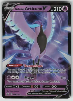 Pokemon Galarian Articuno V Ultra Rare SWSH06: Chilling Reign 058/198 NM - Image 1