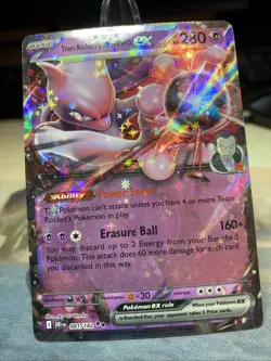 Team Rocket's Mewtwo ex 081/182 Double Rare Pokemon TCG Destined Rivals NM - Image 1