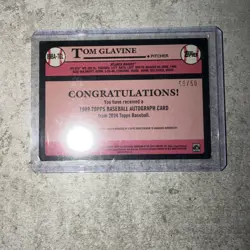 2024 Topps Tom Glavine 89BA-TGL ON CARD Autograph 50/50 - Image 3