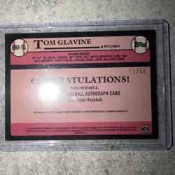 2024 Topps Tom Glavine 89BA-TGL ON CARD Autograph 50/50 - Image 4