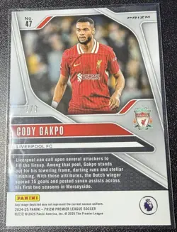 2024-25 Panini Prizm Premier League Cody Gakpo #47 Black Gold Prizm /8 - Image 3