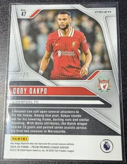 2024-25 Panini Prizm Premier League Cody Gakpo #47 Black Gold Prizm /8 - Image 4