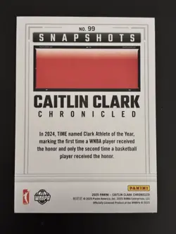 Panini 2025 Caitlin Clark Chronicled Snapshots TIME Athlete of Year #99 Fever 🔥 - Image 2