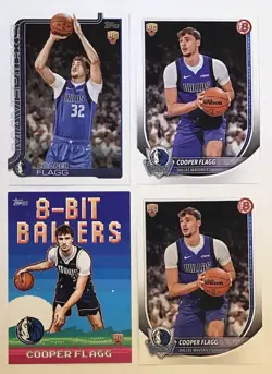 COOPER FLAGG 2025-26 TOPPS BOWMAN RC ROOKIE 8-BIT BALLERS INSERT MAVERICKS LOT - Image 1