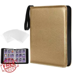MAXECHO 9 Pocket Trading Card Binder 1008 Pockets PU Zip Gold - Image 2