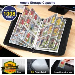 MAXECHO 9 Pocket Trading Card Binder 1008 Pockets PU Zip Gold - Image 3