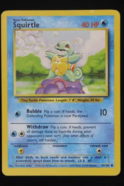 Squirtle - 63 - Base Set - Pokemon Card - Lightly Played - Image 1