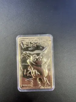 Pokemon PIKACHU Trading Card Bar 23K Gold Plated 1999 Burger King - Image 1