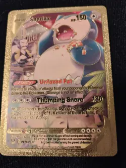 Snorlax HP 150 unfazed fat Thumping Snore Gold foil Fan Art Pokemon card - Image 1
