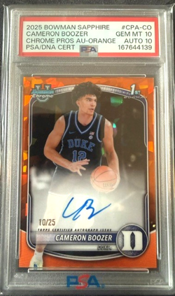 Cameron Boozer 2025 Bowman Sapphire Chrome Auto 1st Prospect /25 PSA 10 POP 1 - Image 1