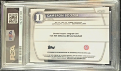 Cameron Boozer 2025 Bowman Sapphire Chrome Auto 1st Prospect /25 PSA 10 POP 1 - Image 2