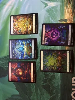 MTG DOMINARIA UNITED STAINED GLASS LAND ALL FOIL 5 SET ART EX-MINT FREE SHIP!! - Image 1