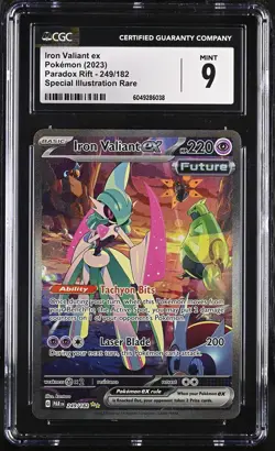 CGC 9 Iron Valiant ex 249/182 Special Illustration Paradox Rift Pokemon Card - Image 1