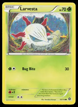 Larvesta C Tomokazu Komiya Steam Siege STS 14/114 Pokemon LP 2016 - Image 1