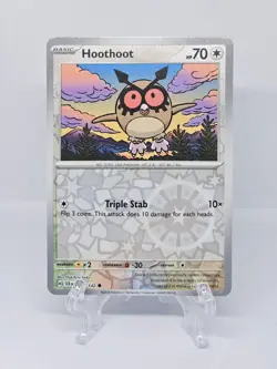 114/142 HOOTHOOT | COMMON REVERSE HOLO | STELLAR CROWN POKEMON CARD - Image 1