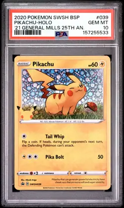 2020 Pokemon Swsh General Mills 25th Anniversary Pikachu-Holo Psa 10 - Image 1