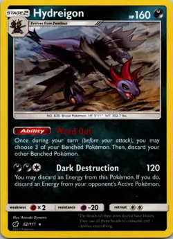 Hydreigon 62/111 Rare Crimson Invasion Pokemon Near Mint - Image 1