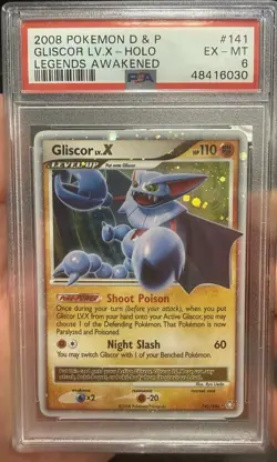 2008 POKEMON GLISCOR LV.X HOLO 141/146 LEGENDS AWAKENED PSA 6 EX-MT - Image 1