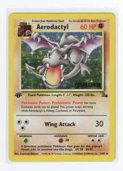 Pokemon 1st Edition Aerodactyl 1/62 Prerelease Fossil Holo Rare 1999 HP - Image 1