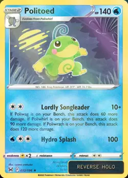 Politoed Reverse Holo Lost Origin #32 Pokemon TCG - Image 1