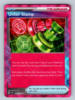 Unfair Stamp 165/167 ACE SPEC Rare Twilight Masquerade Pokemon Holo Near Mint - Image 1