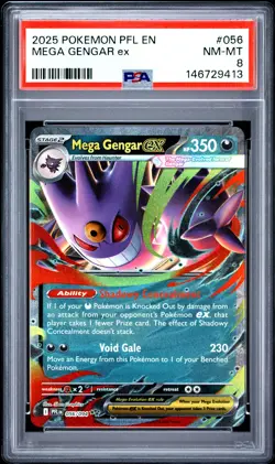 2025 POKEMON PFL EN-PHANTASMAL FLAMES #056 MEGA GENGAR EX PSA 8 - Image 1