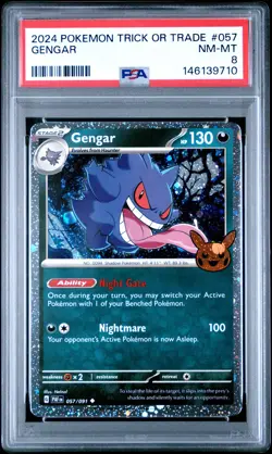 2024 POKEMON TRICK OR TRADE #057 GENGAR PSA 8 - Image 1