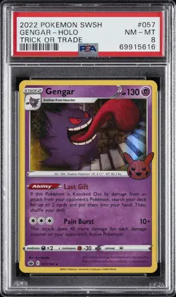 2021 POKEMON SWORD & SHIELD CHILLING REIGN TRICK OR TRADE 2022 GENGAR-HOLO PSA 8 - Image 1