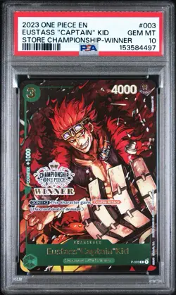 2023 One Piece Store Championship Winner Eustass "Captain" Kid Stamp PSA 10 💎 - Image 1