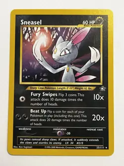 Sneasel - 25/111 - Pokemon Neo Genesis Unlimited Rare Card WOTC MP - Image 1